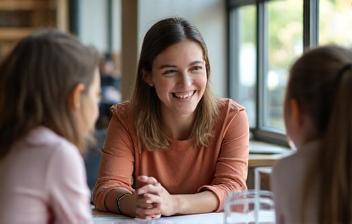 Mentors interacting positively with young students in a relaxed learning environment.